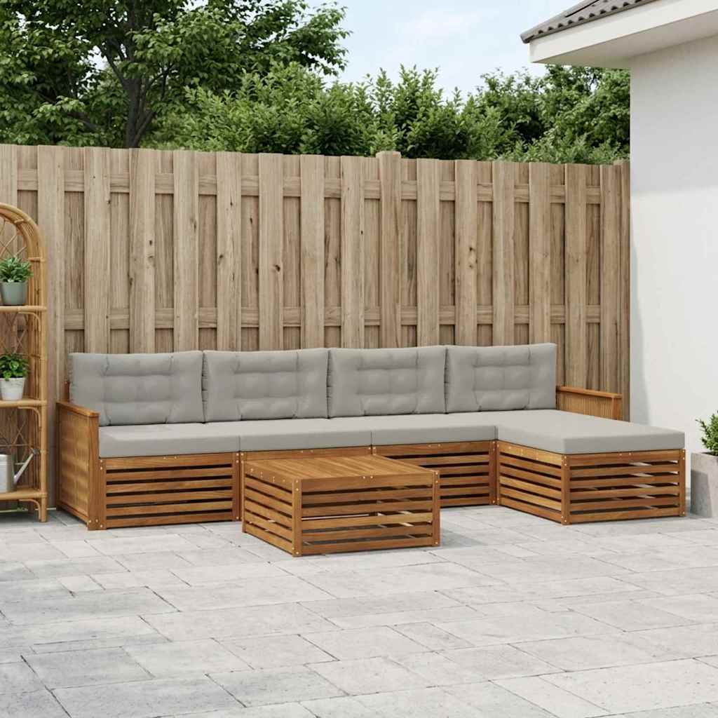 Ensemble de canapés d'extérieur 6 pcs Naturel et gris clair - XIOS