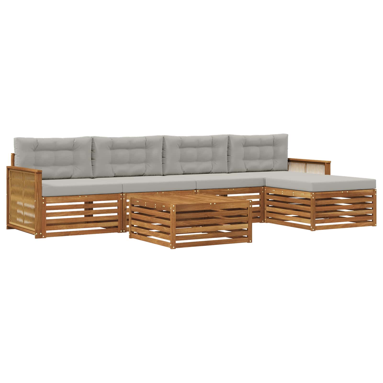 Ensemble de canapés d'extérieur 6 pcs Naturel et gris clair - XIOS