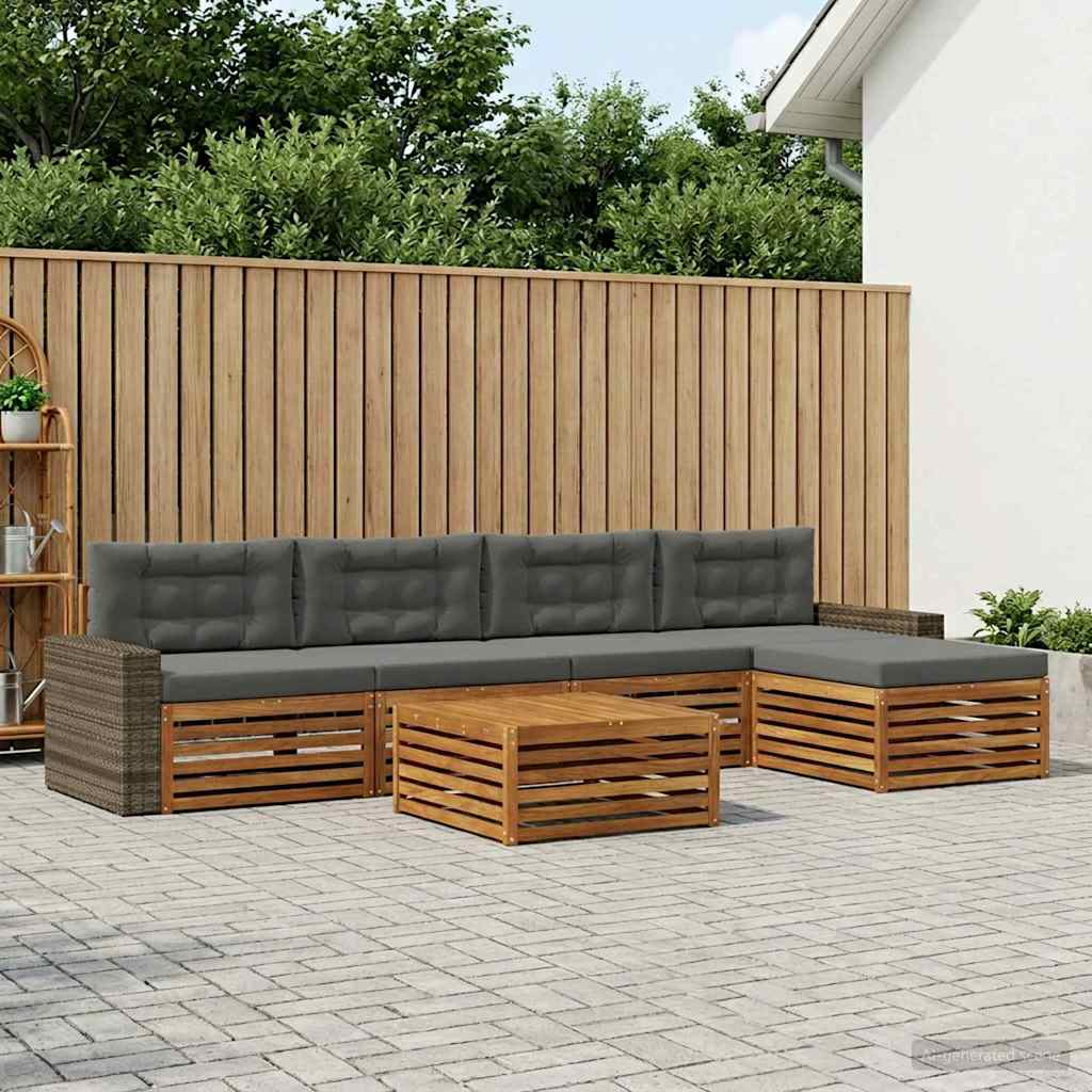 Ensemble de canapés d'extérieur 6 pcs Naturel et Anthracite - XIOS