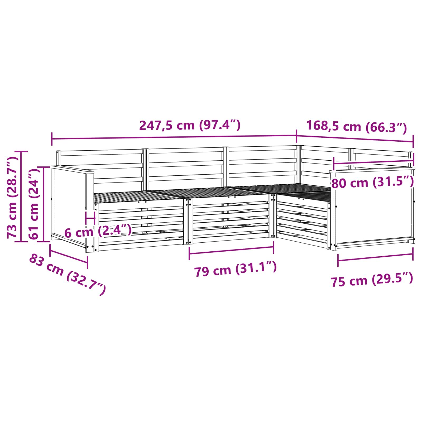 Ensemble de canapés d'extérieur 4 pcs Naturel - XIOS