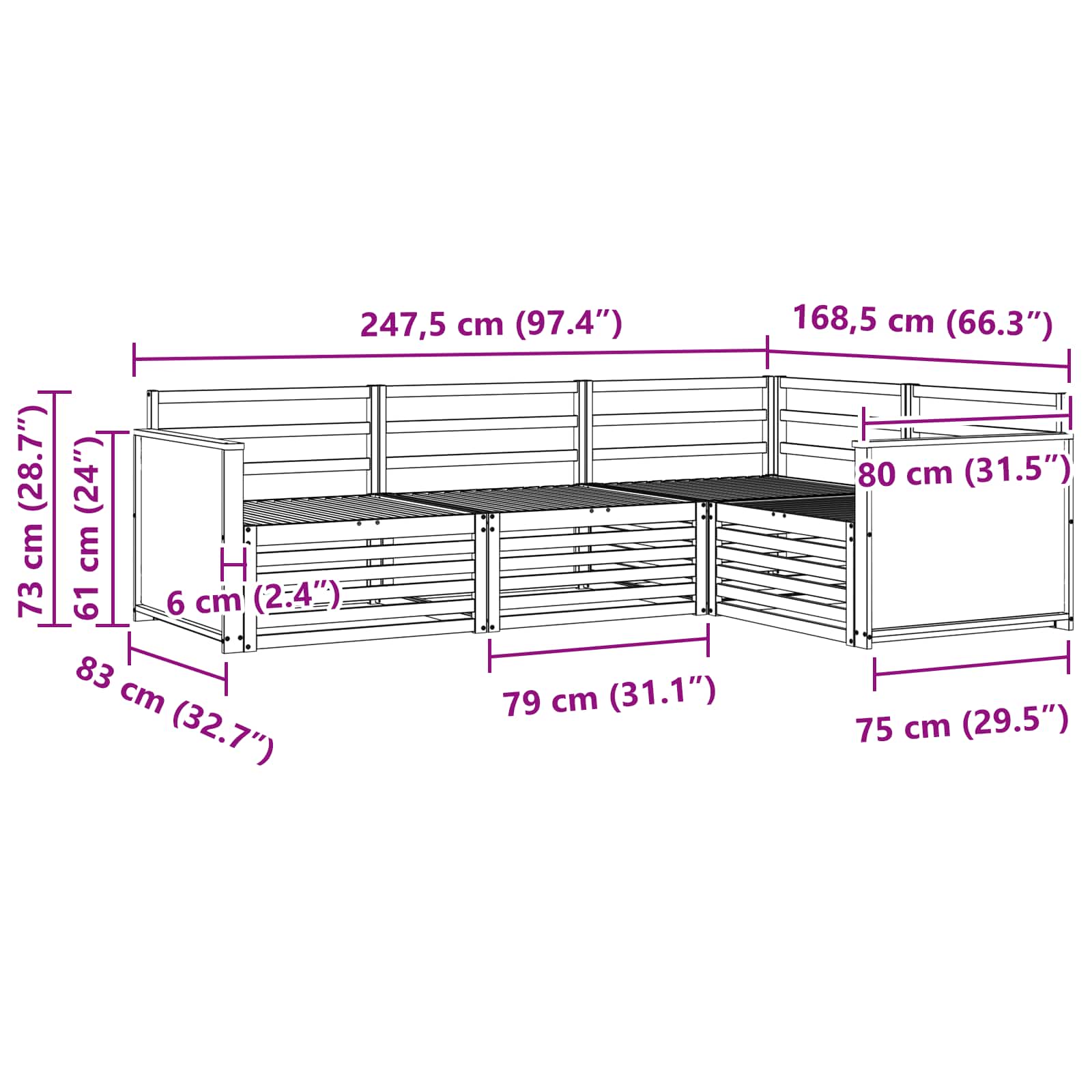 Ensemble de canapés d'extérieur 4 pcs Naturel - XIOS