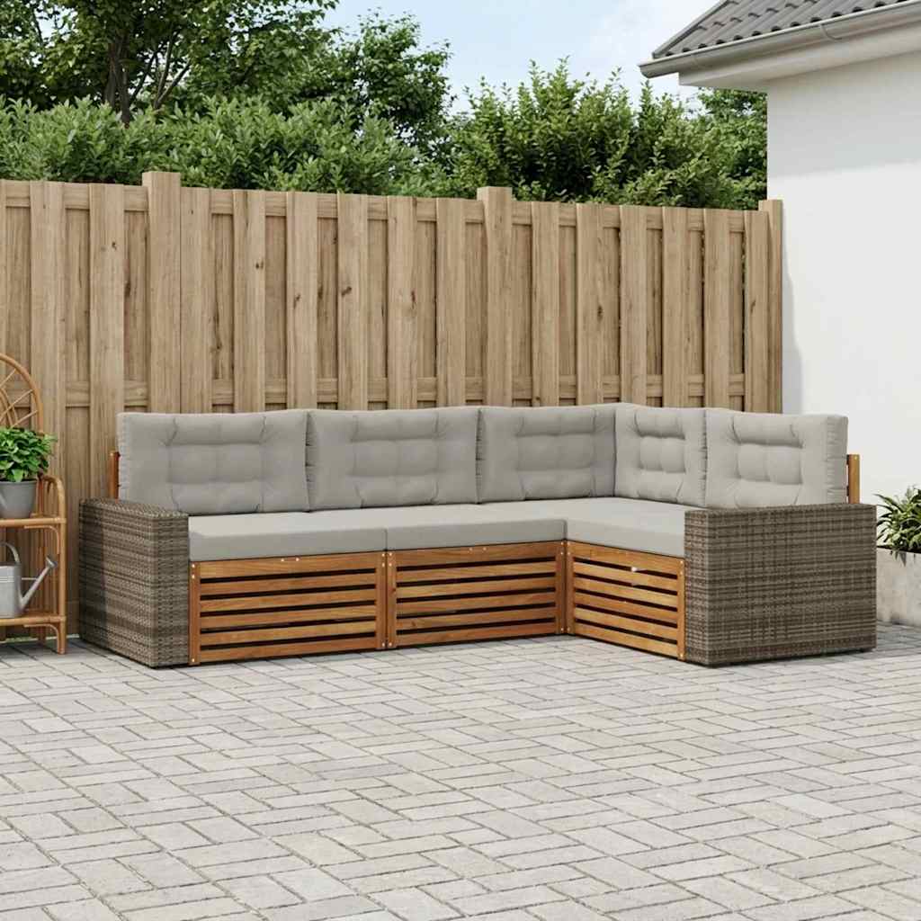 Ensemble de canapés d'extérieur 4 pcs Naturel et gris clair - XIOS