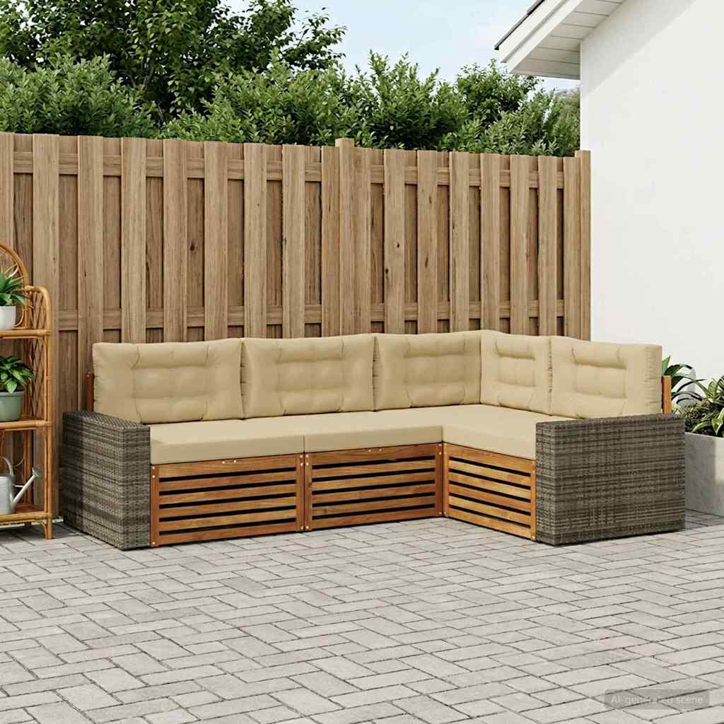 Ensemble de canapés d'extérieur 4 pcs Naturel et Beige - XIOS