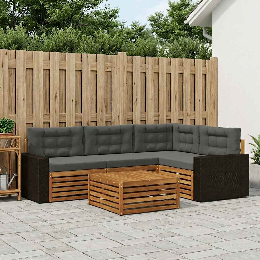 Ensemble de canapés d'extérieur 5 pcs Naturel et Anthracite - XIOS