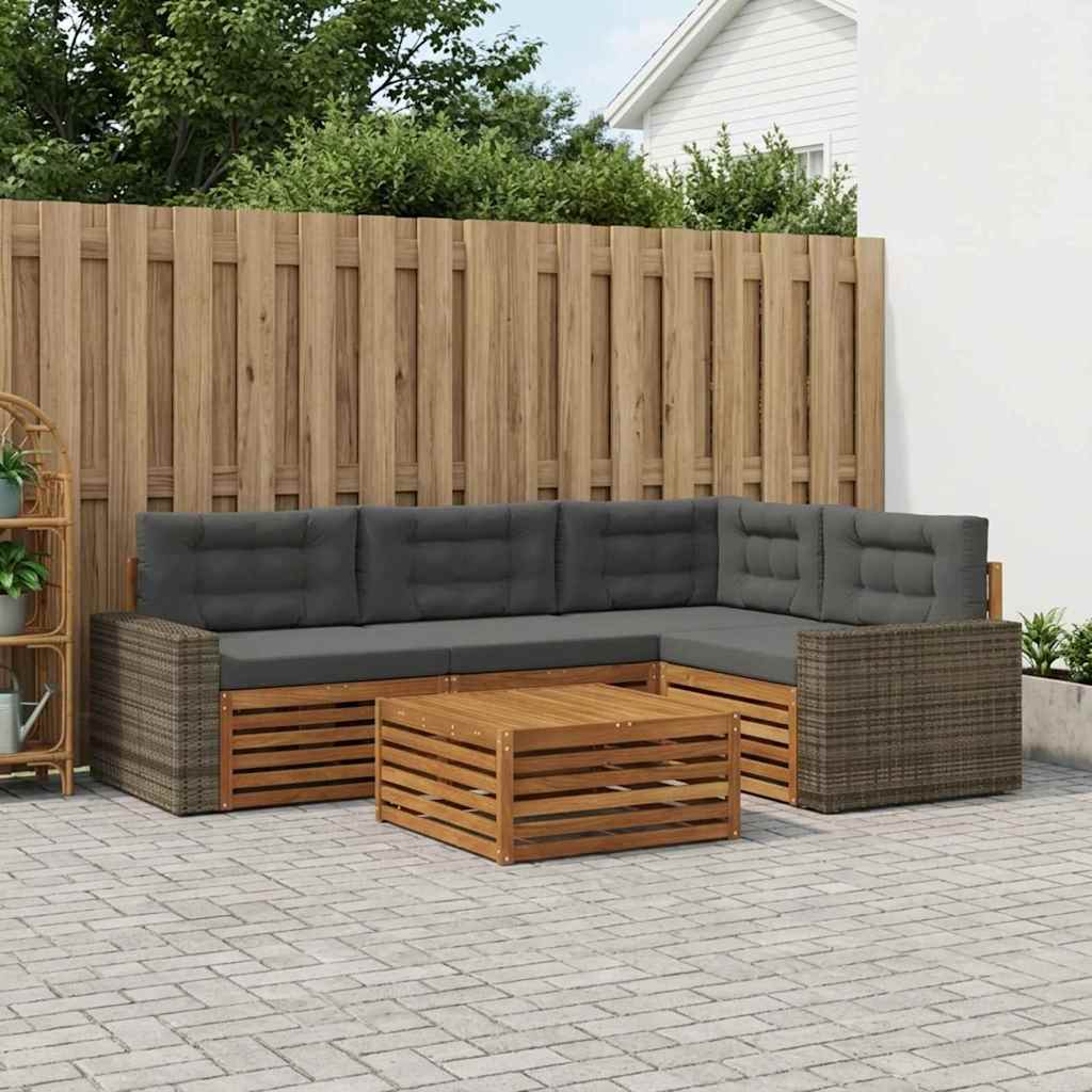 Ensemble de canapés d'extérieur 5 pcs Naturel et Anthracite - XIOS