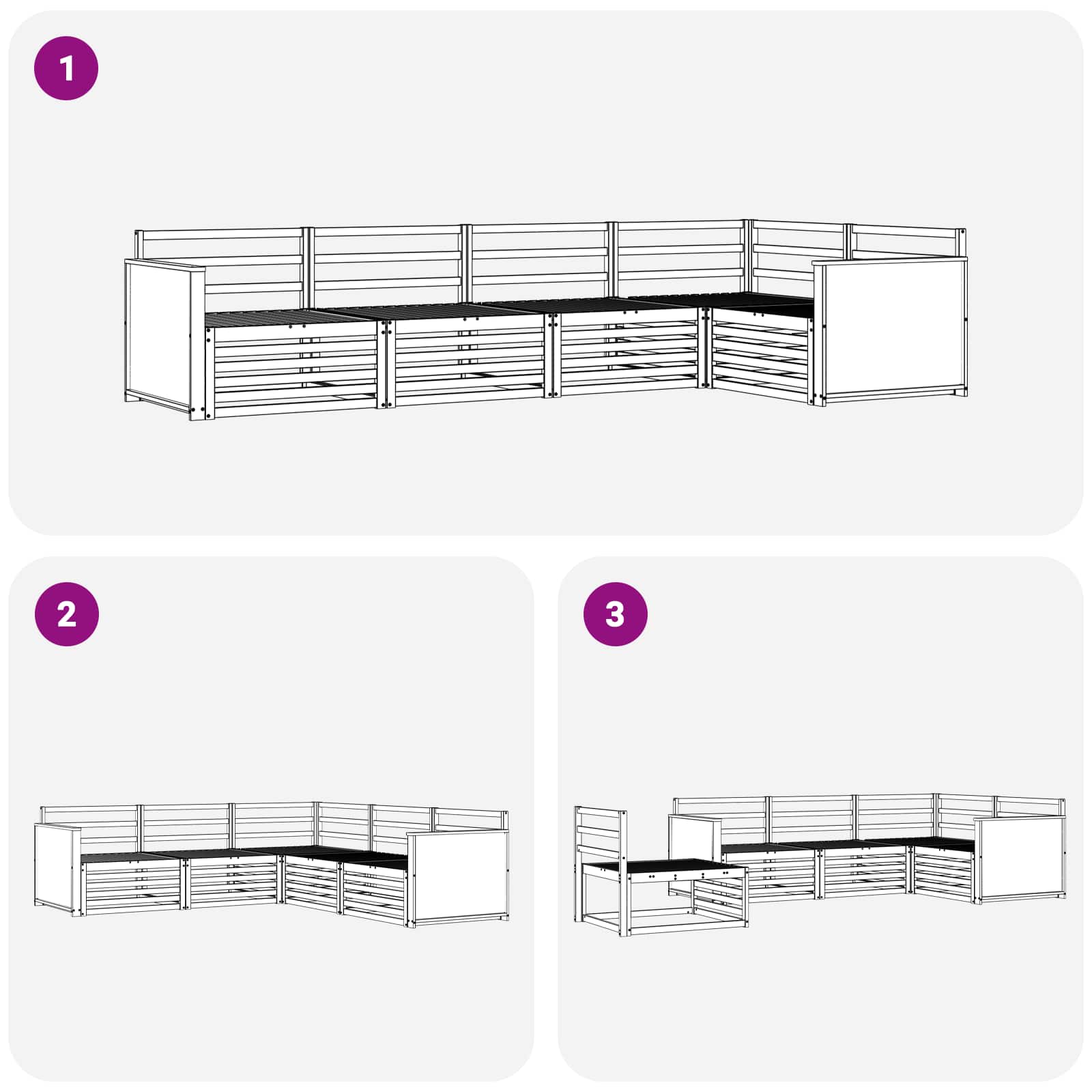 Ensemble de canapés d'extérieur 5 pcs Naturel - XIOS