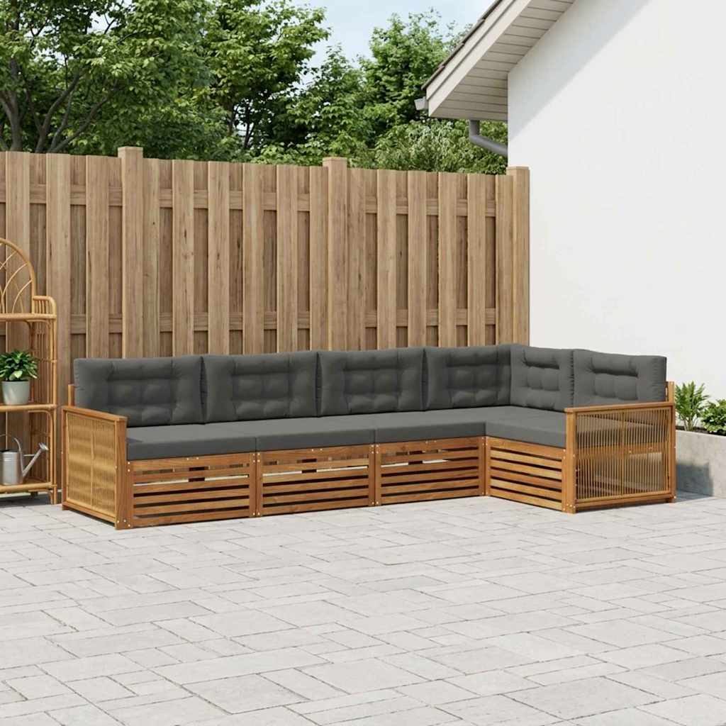 Ensemble de canapés d'extérieur 5 pc Naturel et Anthracite