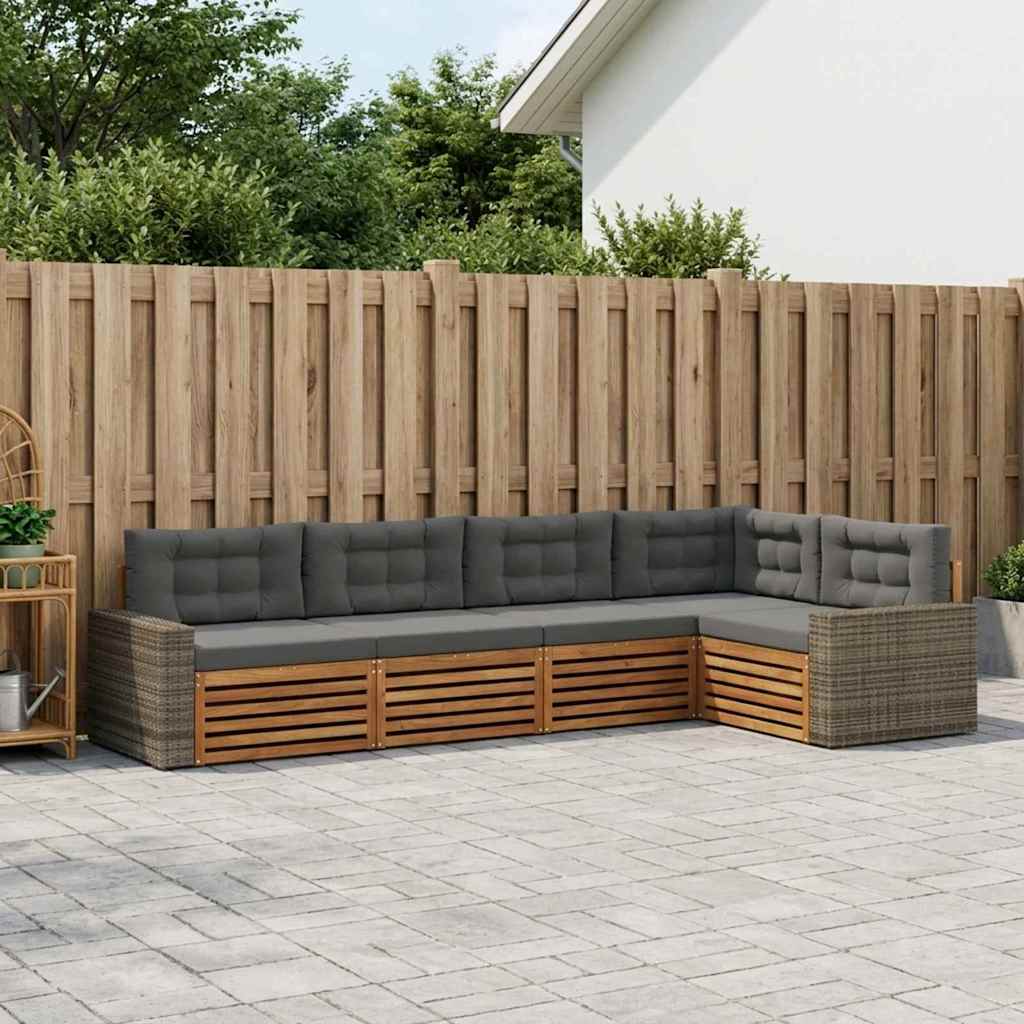 Ensemble de canapés d'extérieur 5 pcs Naturel et Anthracite - XIOS