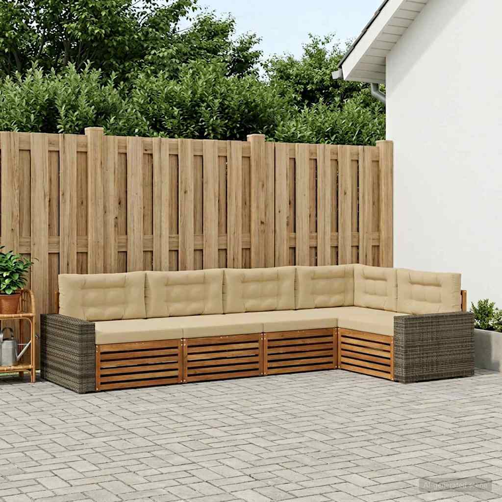 Ensemble de canapés d'extérieur 5 pcs Naturel et Beige - XIOS