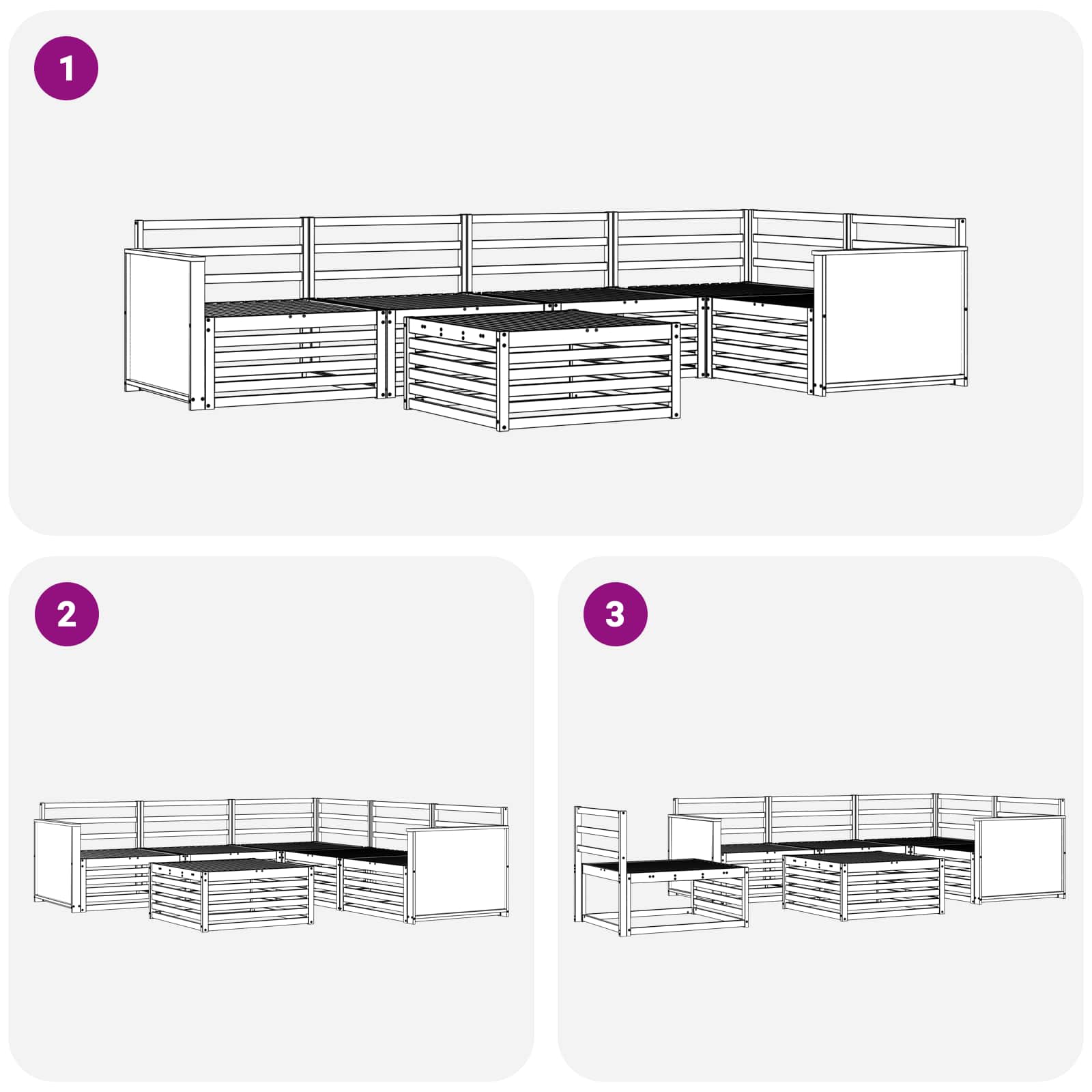 Ensemble de canapés d'extérieur 6 pcs Naturel 79 x 79 x 37 cm - XIOS