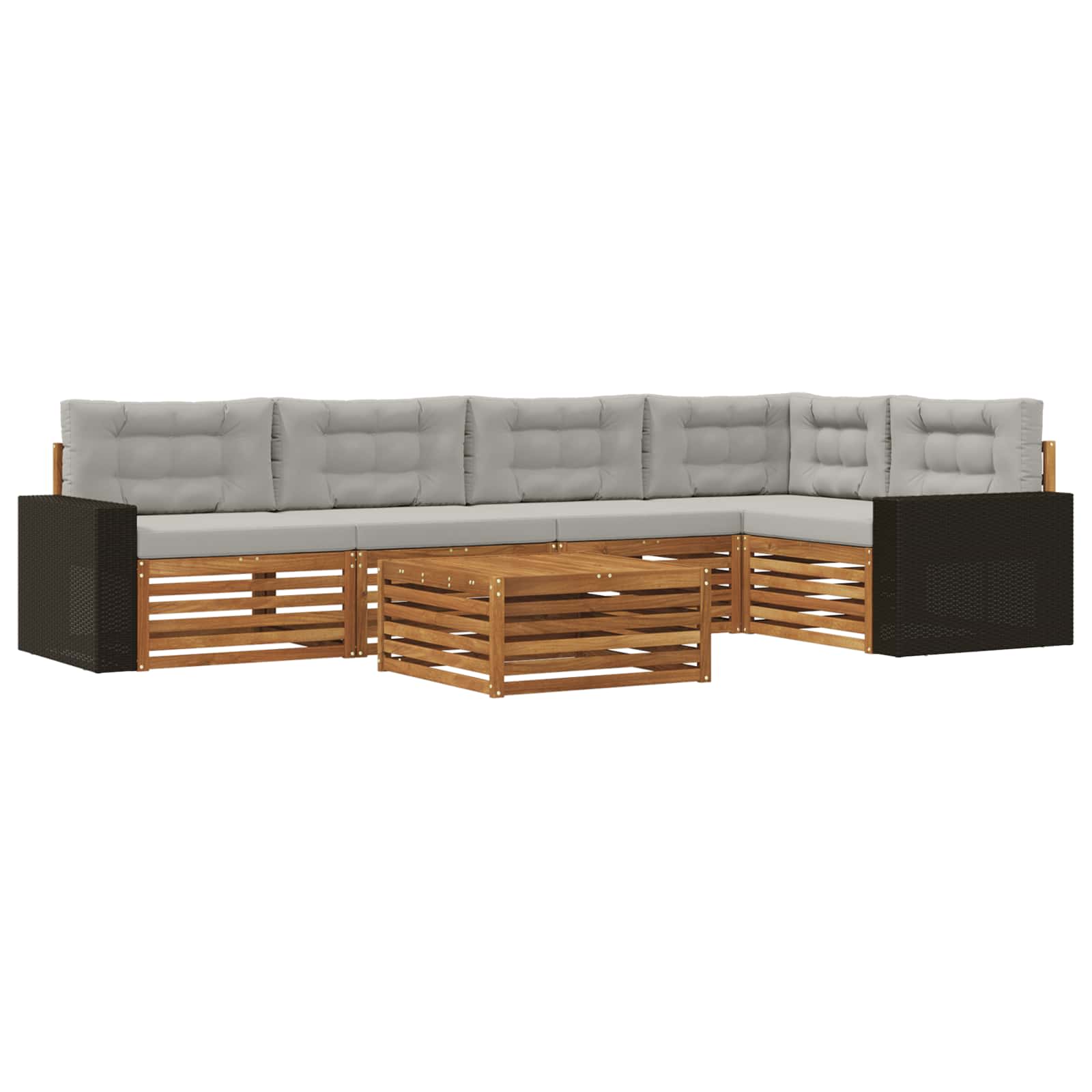 Ensemble de canapés d'extérieur 6 pcs Naturel et gris clair - XIOS