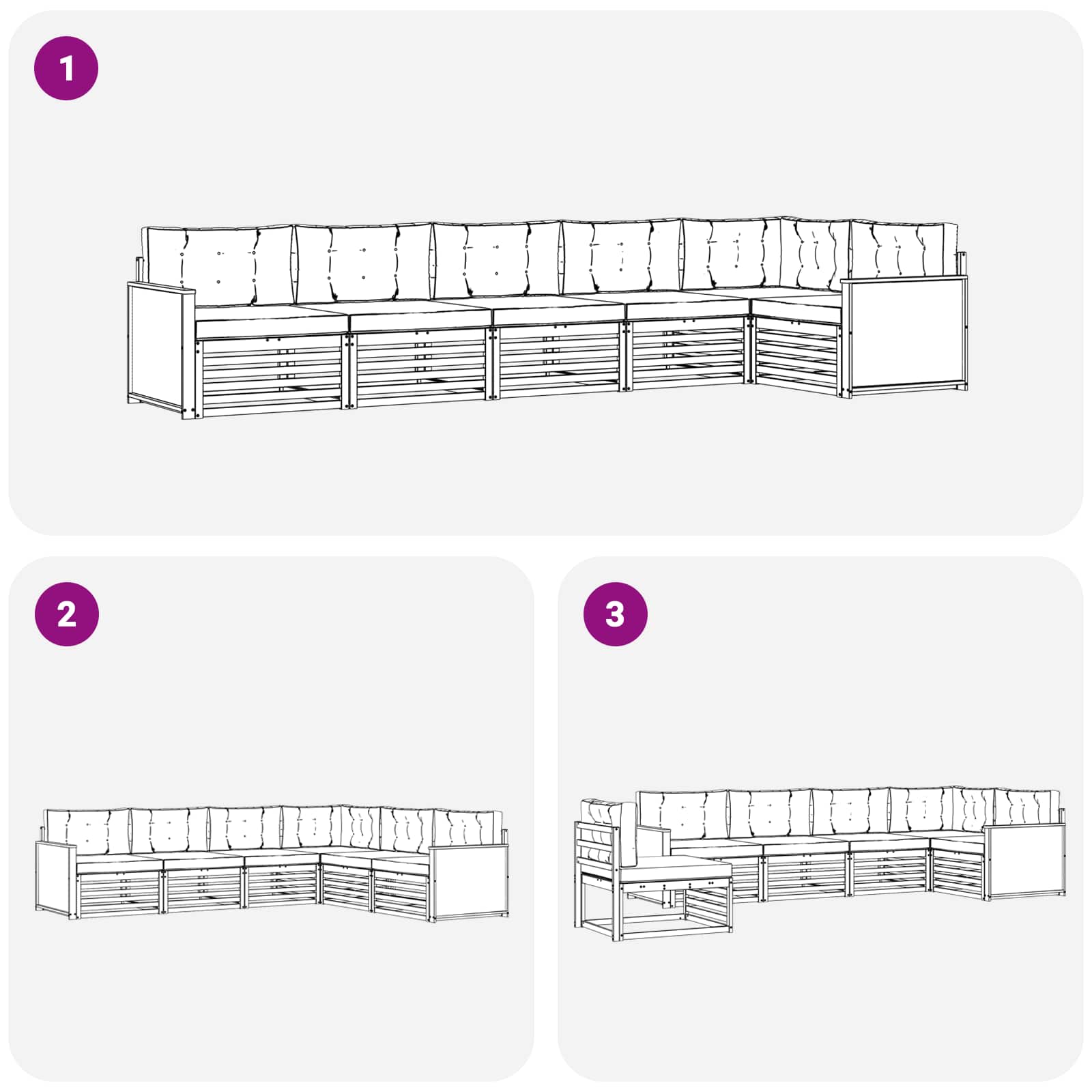 Ensemble de canapés d'extérieur 6 pcs Naturel et Crème - XIOS
