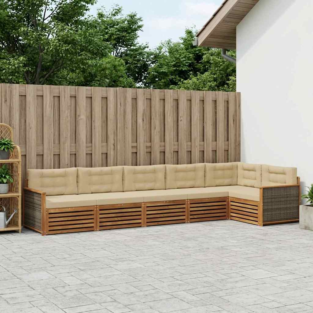 Ensemble de canapés d'extérieur 6 pcs Naturel et Beige - XIOS