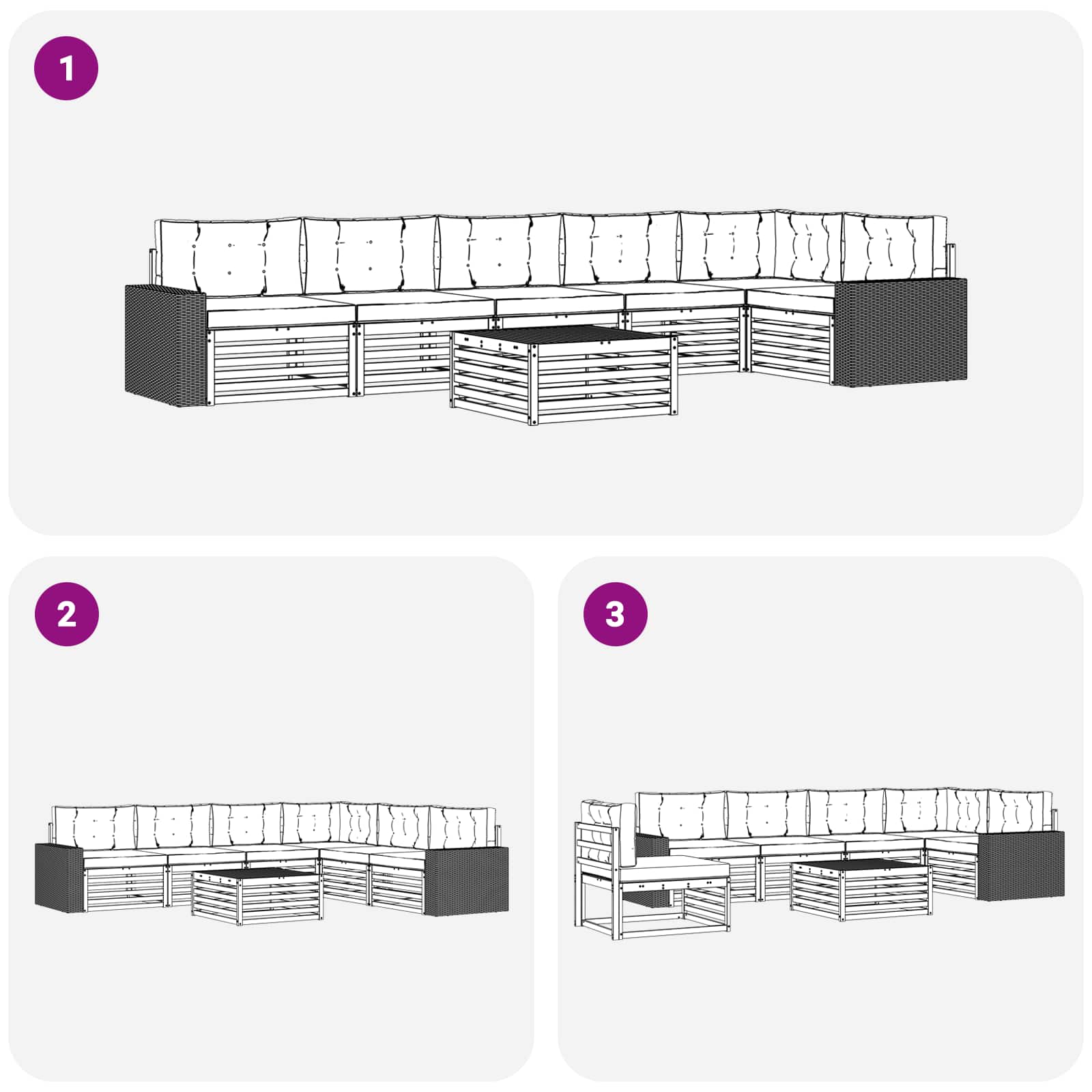 Ensemble de canapés d'extérieur 7 pcs Naturel et Anthracite - XIOS