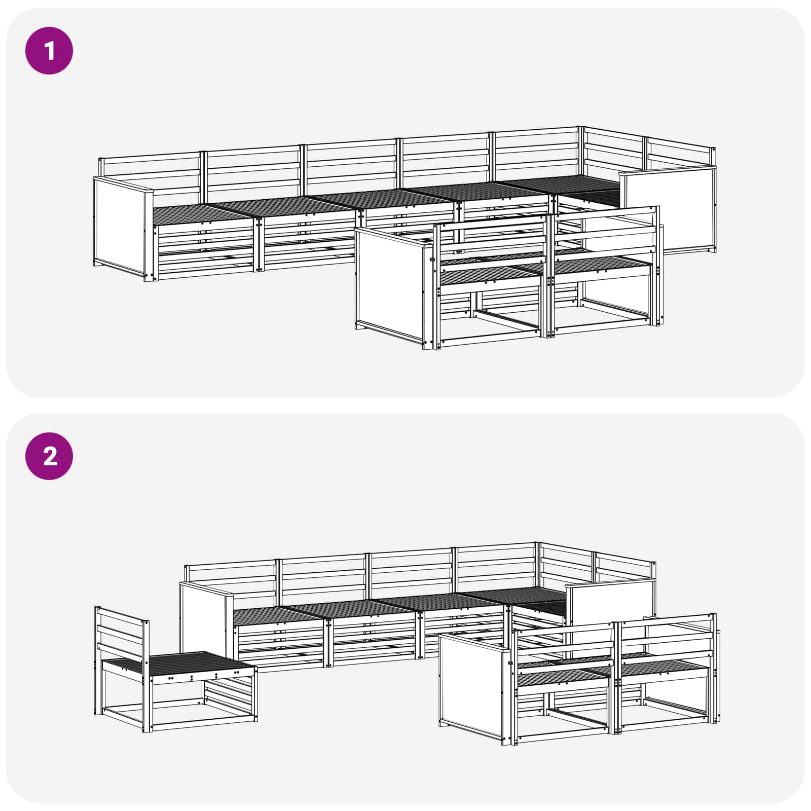 Ensemble de canapés d'extérieur 8 pcs Naturel - XIOS