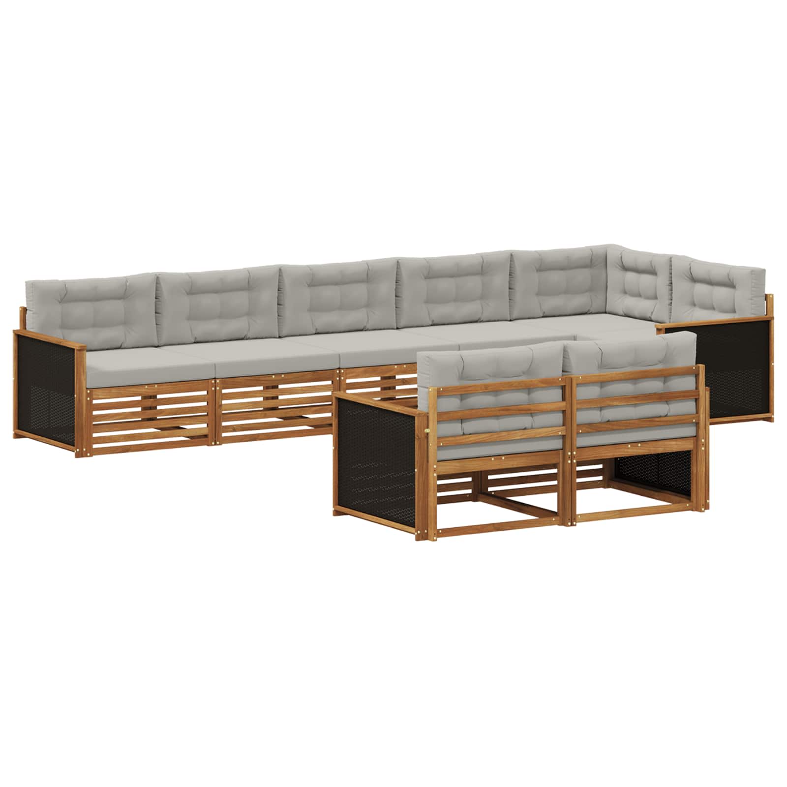 Ensemble de canapés d'extérieur 8 pcs Naturel et gris clair - XIOS