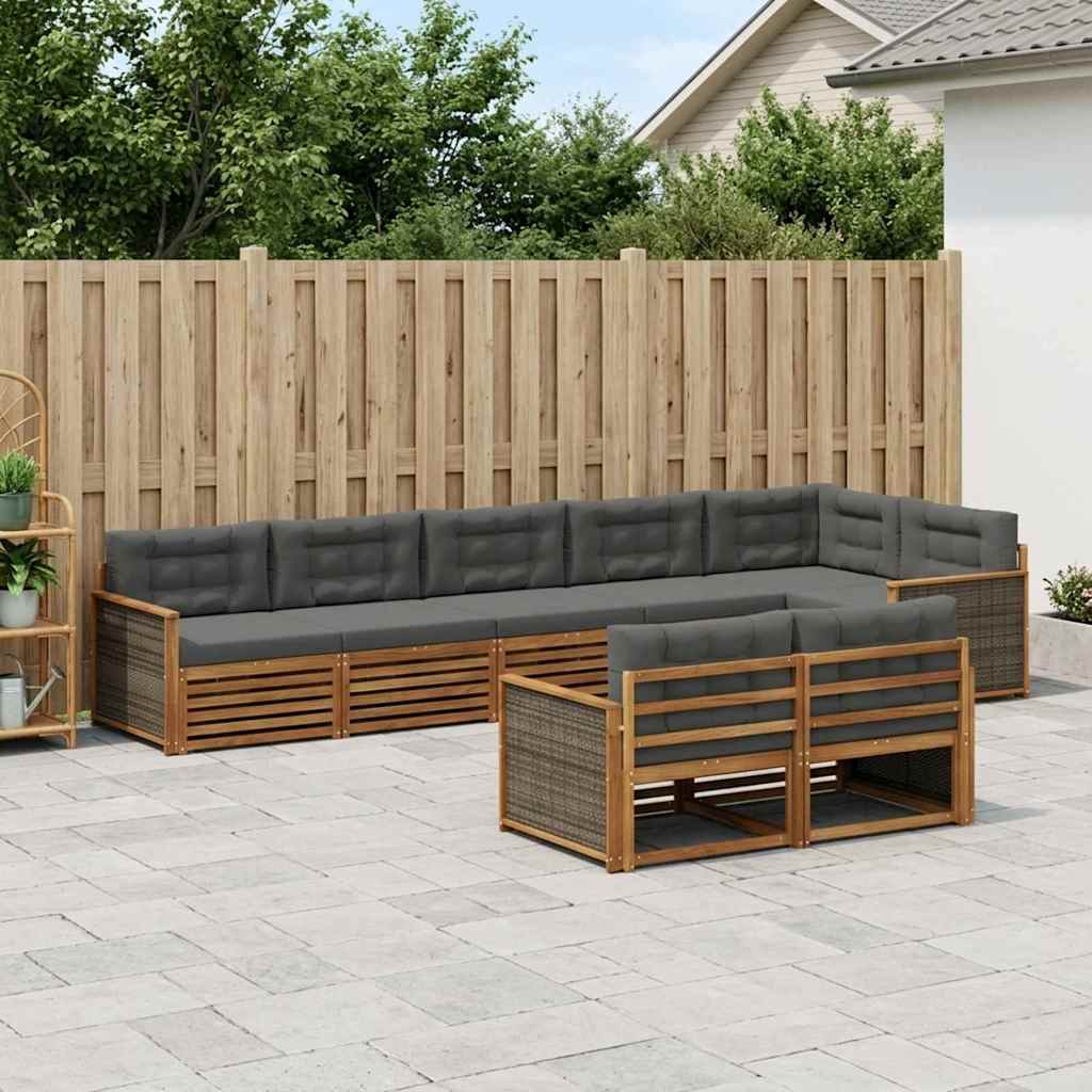 Ensemble de canapés d'extérieur 8 pcs Naturel et Anthracite - XIOS
