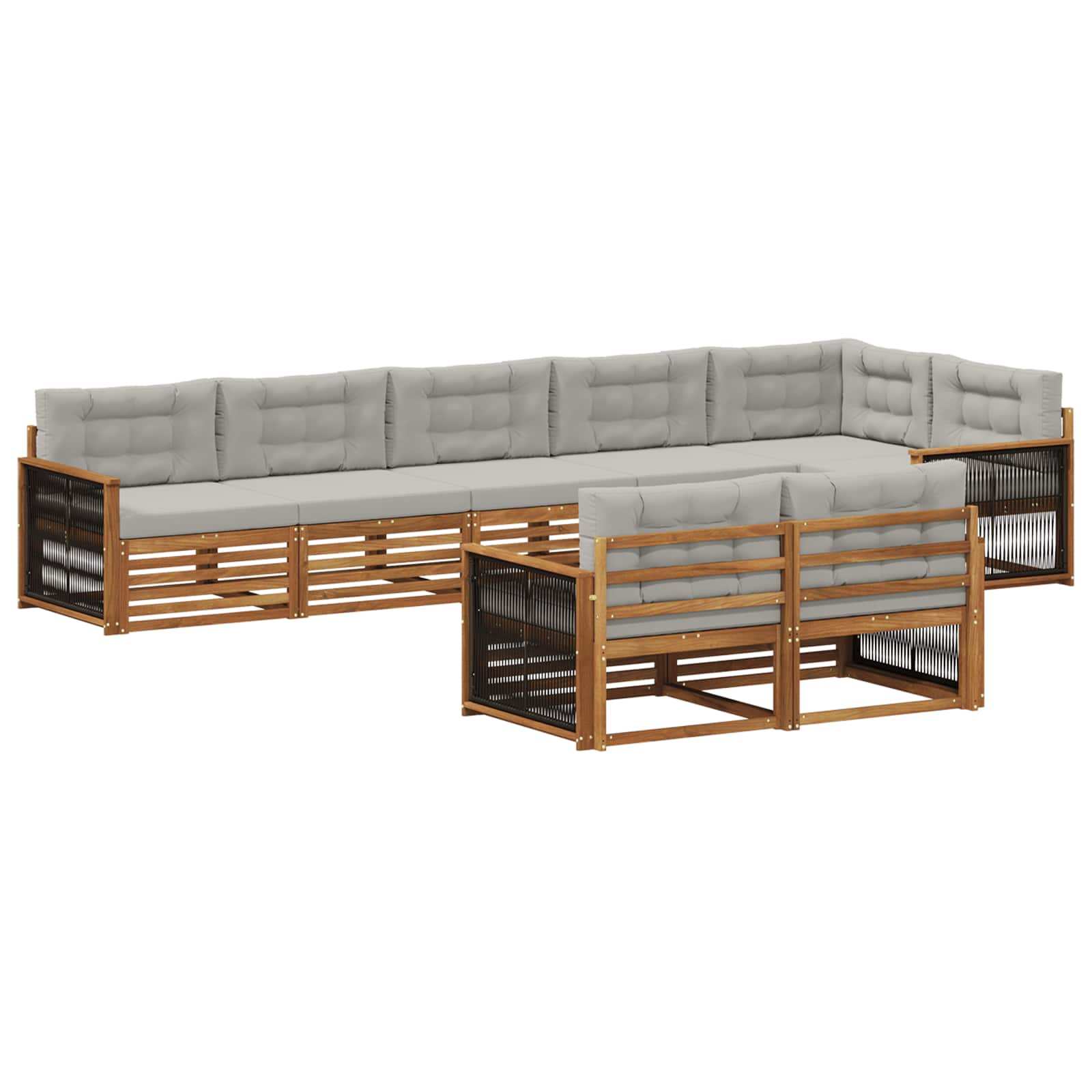 Ensemble de canapés d'extérieur 8 pcs Naturel et gris clair - XIOS