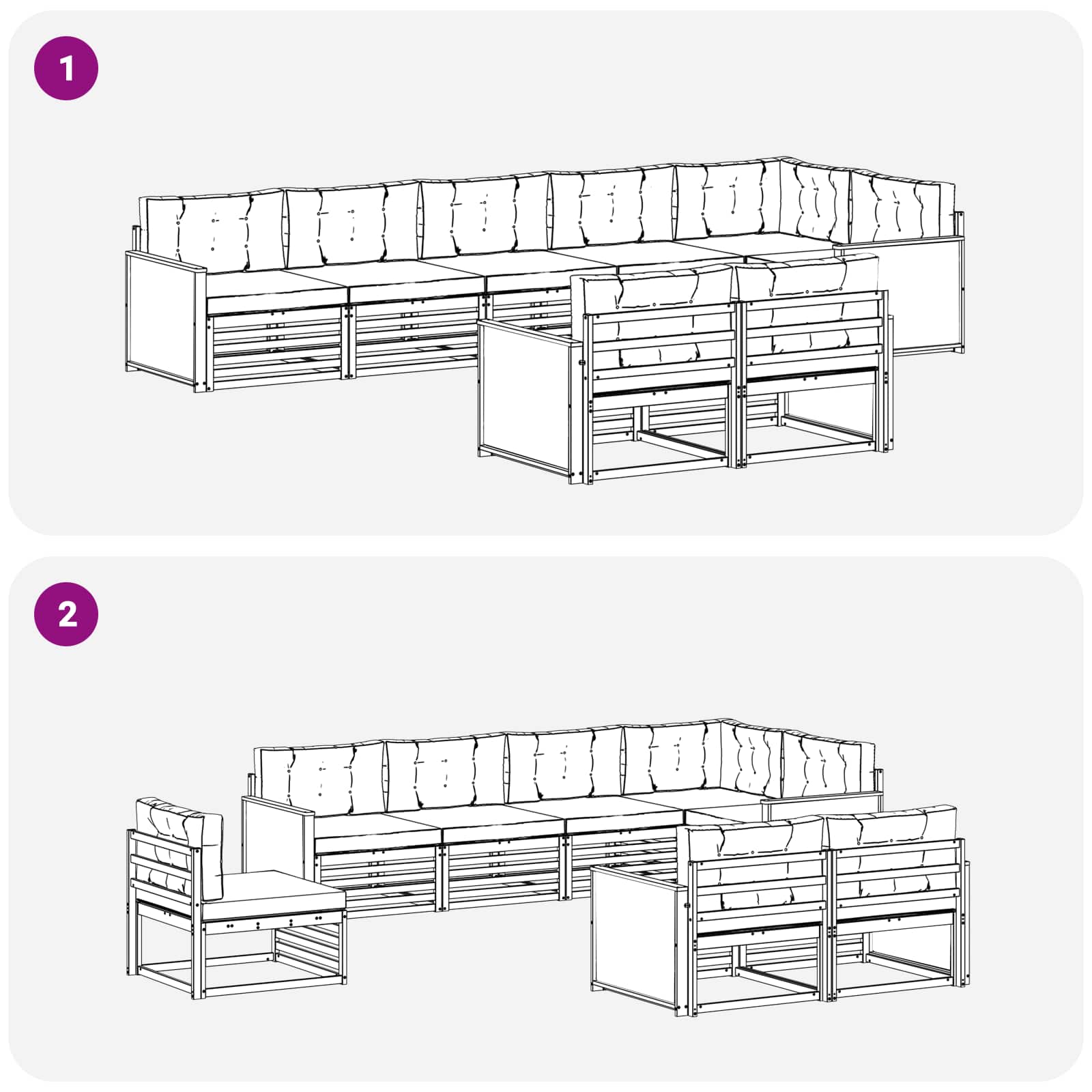 Ensemble de canapés d'extérieur 8 pcs Naturel et gris clair - XIOS