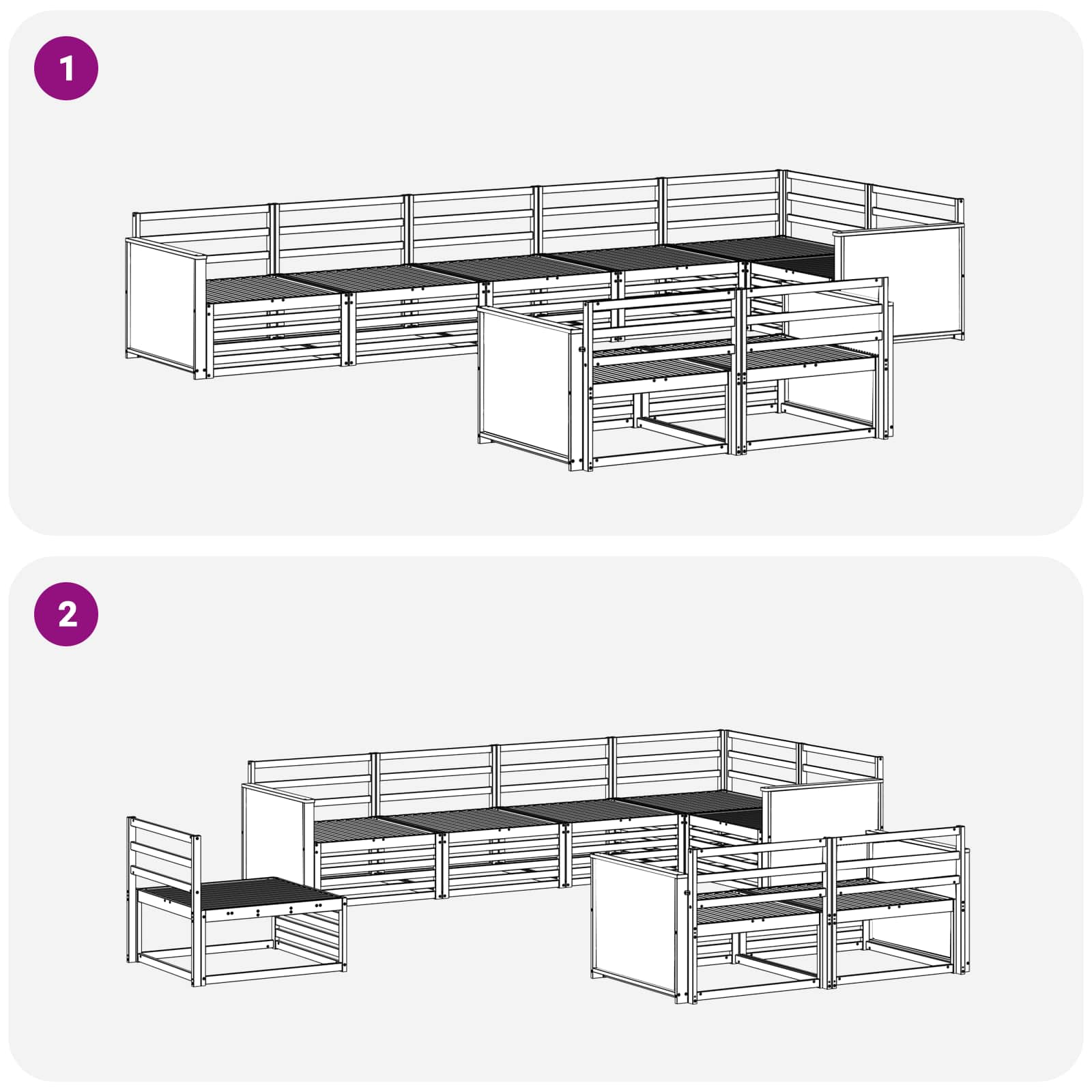 Ensemble de canapés d'extérieur 8 pcs Naturel - XIOS