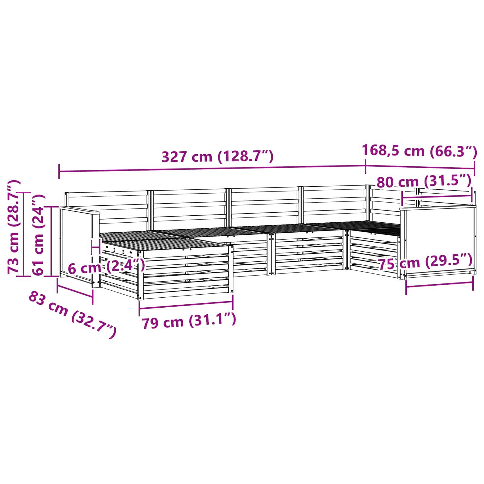 Ensemble de canapés d'extérieur 6 pcs Naturel - XIOS