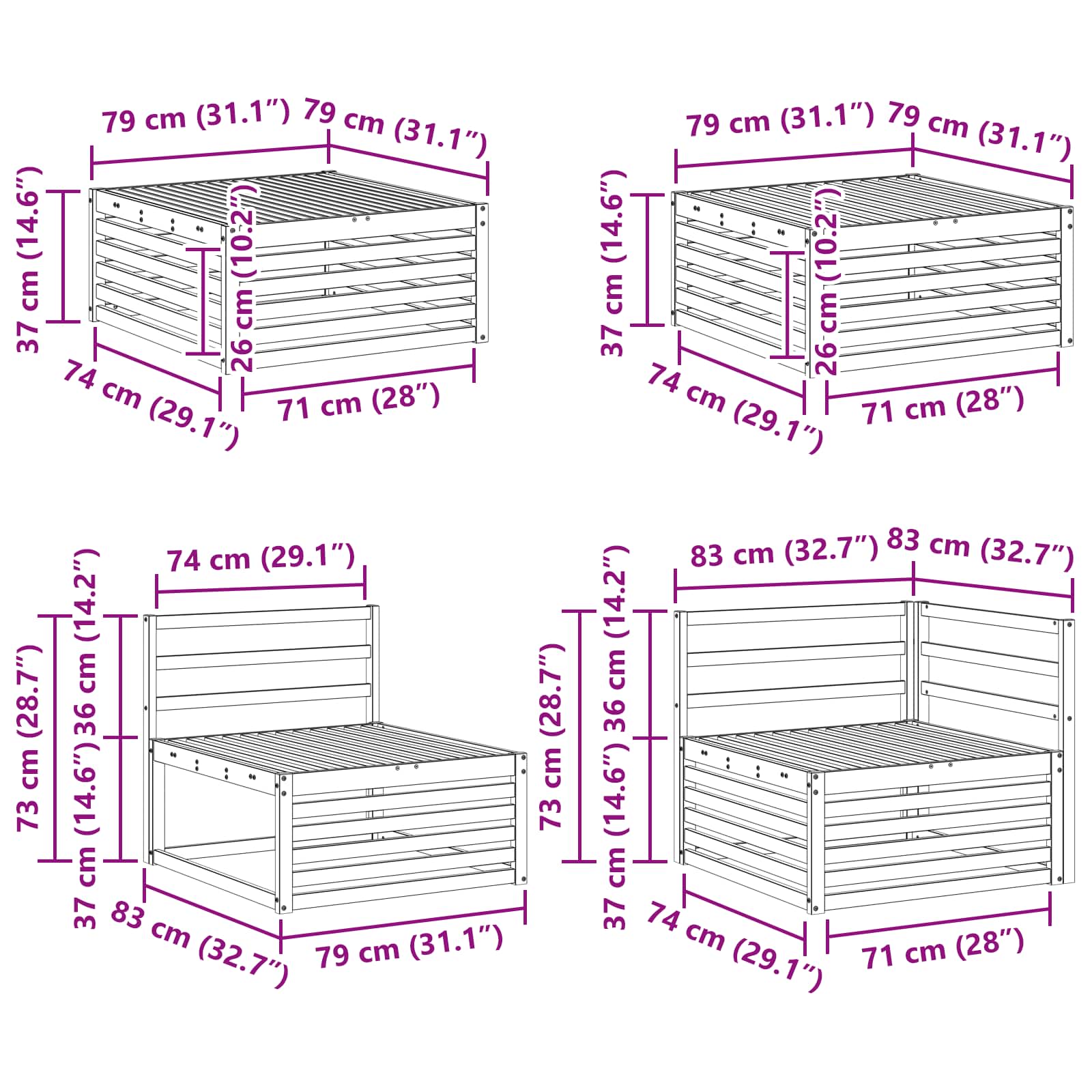 Ensemble de canapés d'extérieur 7 pcs Naturel - XIOS