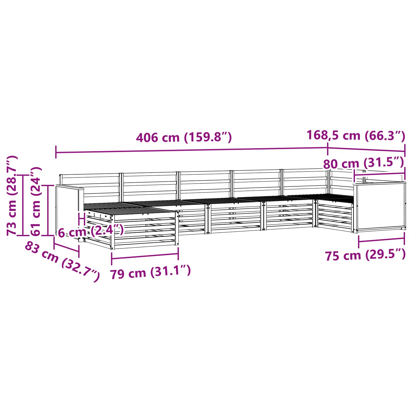 Ensemble de canapés d'extérieur 7 pcs Naturel - XIOS
