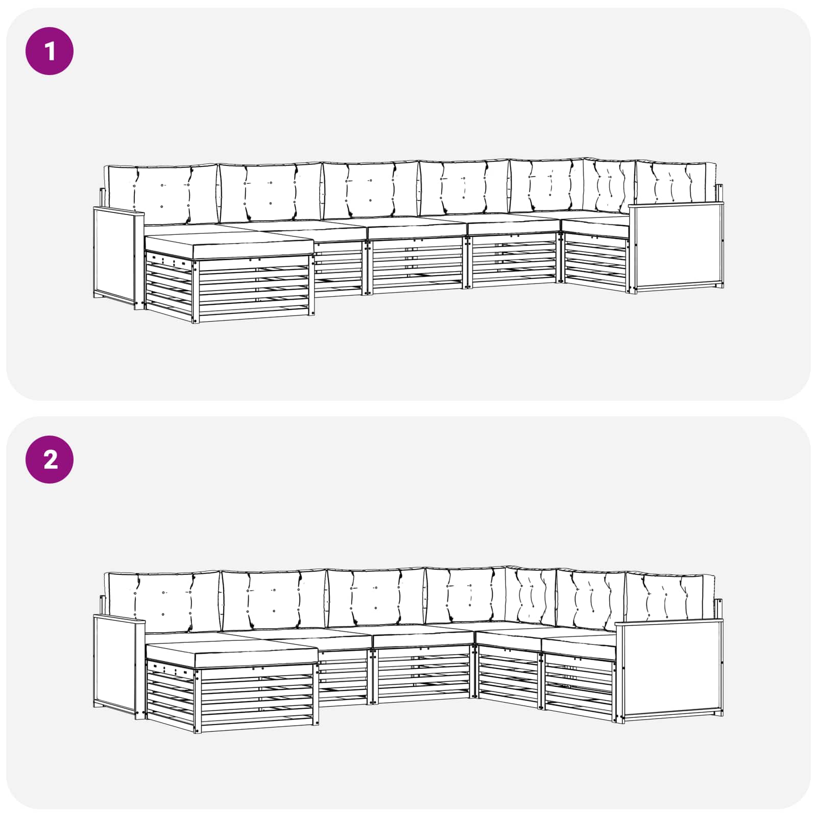 Ensemble de canapés d'extérieur 7 pcs Naturel et gris clair - XIOS