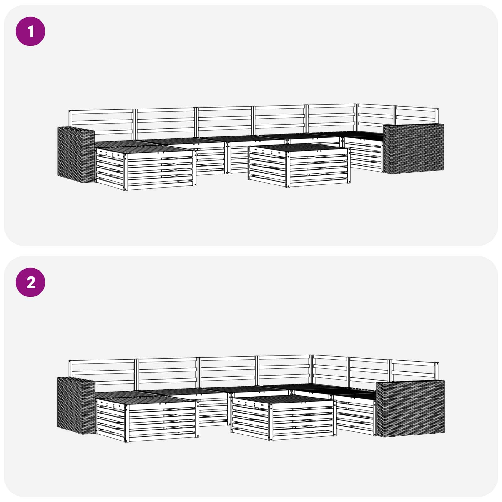 Ensemble de canapés d'extérieur 8 pcs Naturel - XIOS