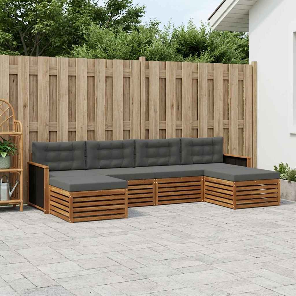 Ensembles de canapés avec coussin 6 pcs Bois d'Acacia Massif - XIOS