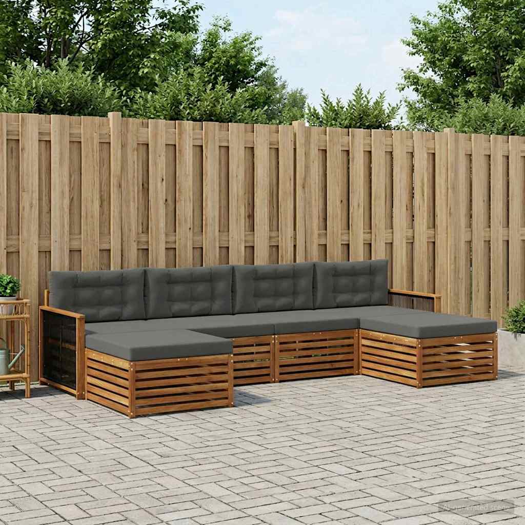 Ensembles de canapés avec coussin 6 pcs Bois d'Acacia Massif - XIOS