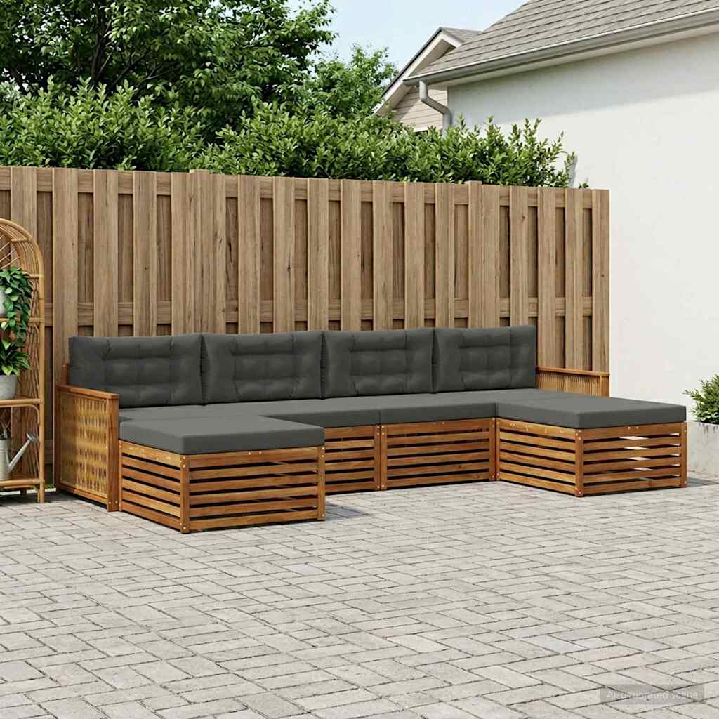 Ensembles de canapés avec coussin 6 pcs Bois d'Acacia Massif - XIOS