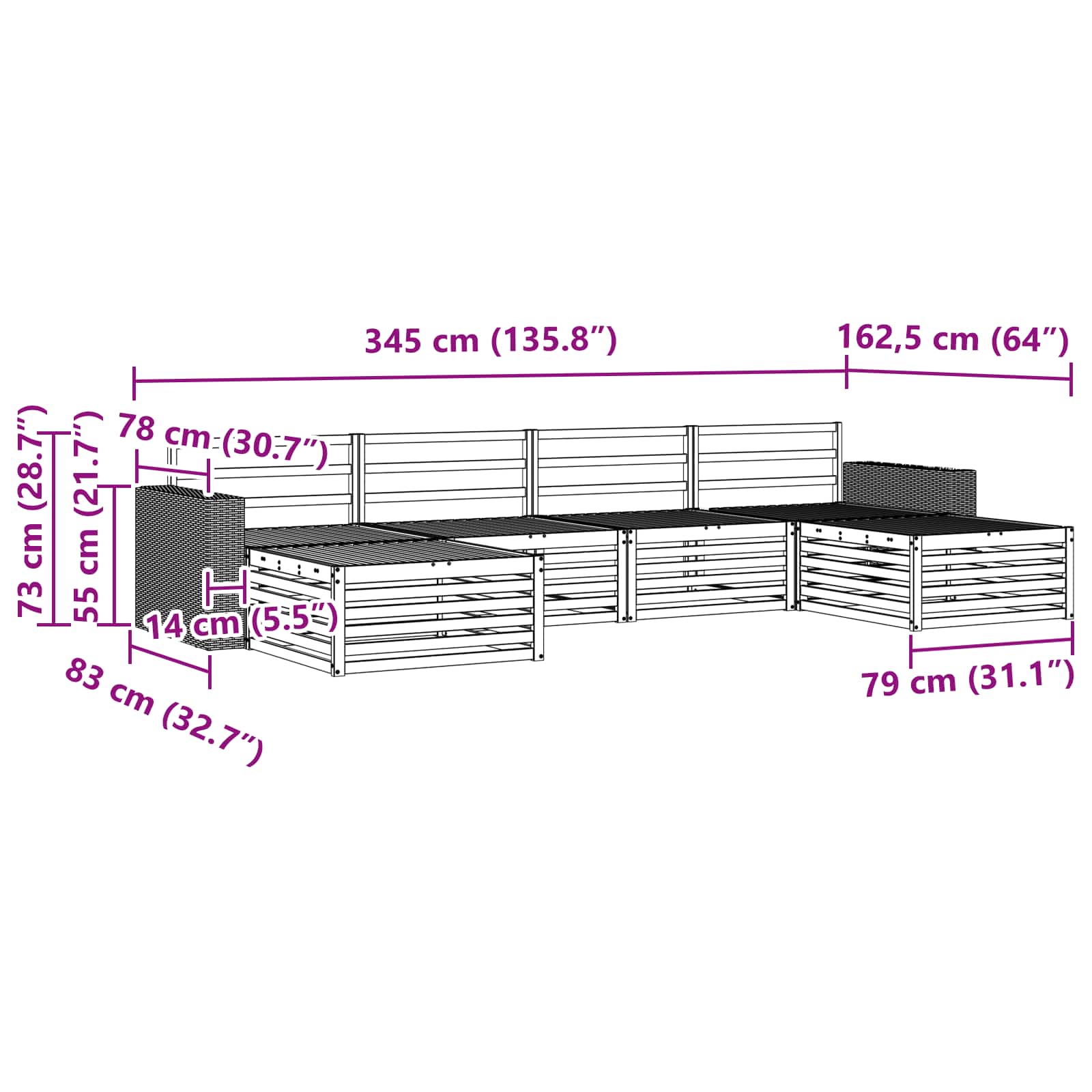 Ensembles de canapés 6 pcs Bois d'Acacia Massif - XIOS
