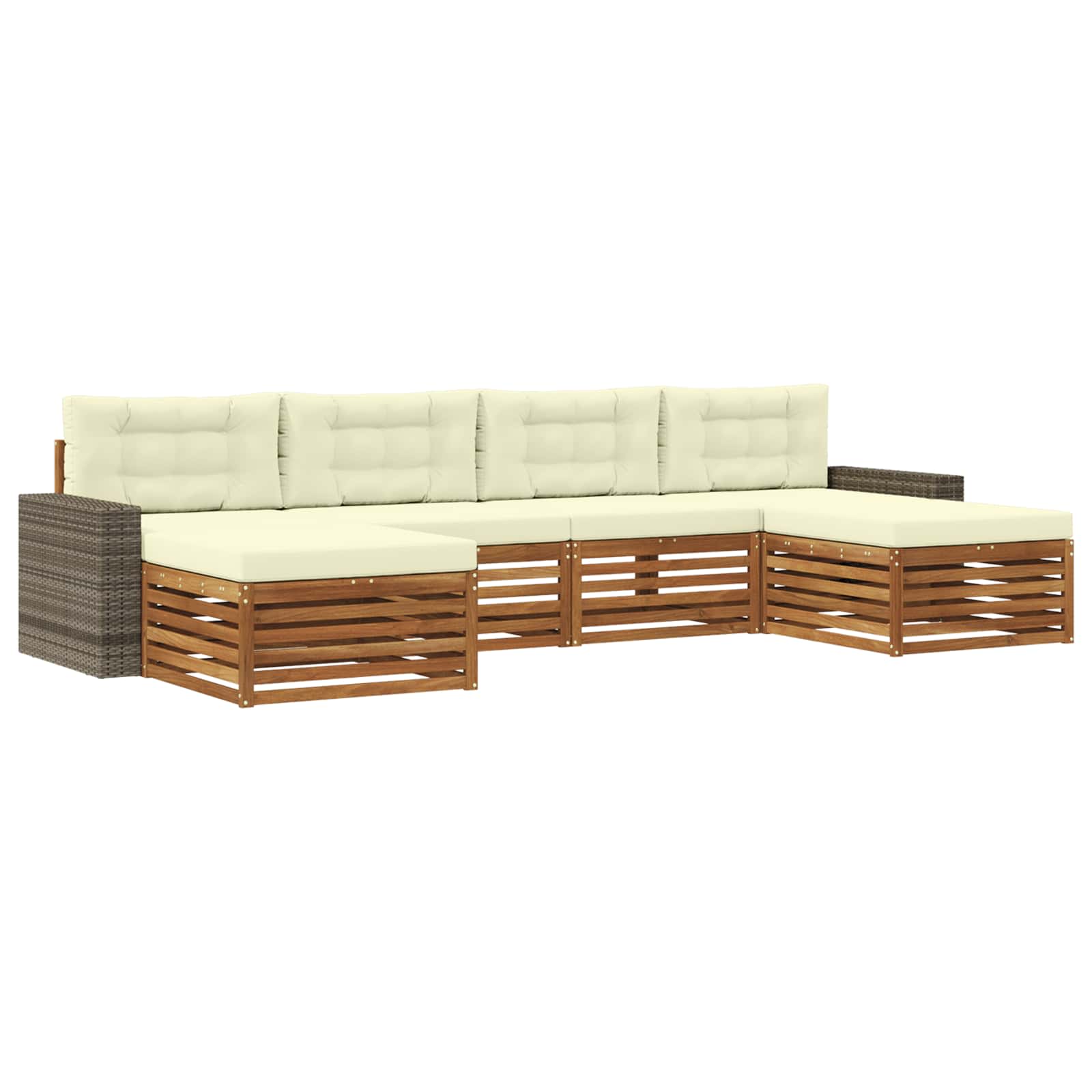 Ensembles de canapés avec coussin 6 pcs Bois d'Acacia Massif - XIOS