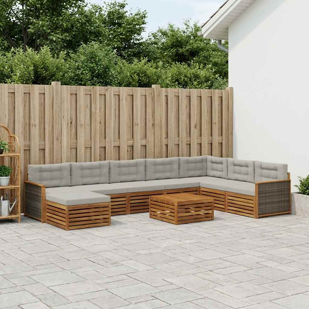 Ensemble de canapés d'extérieur 9 pcs Naturel et gris clair - XIOS