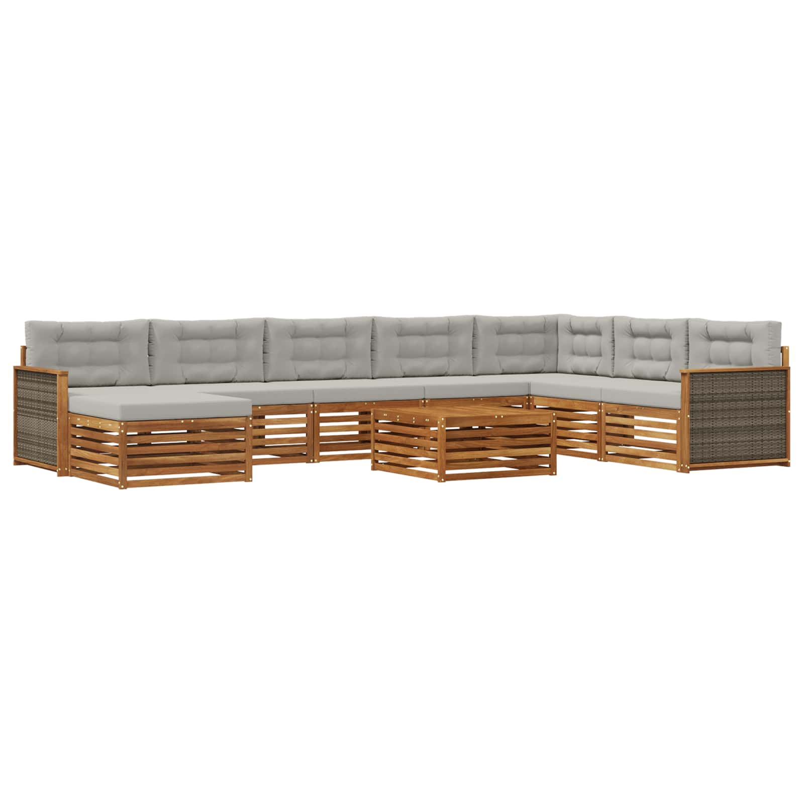 Ensemble de canapés d'extérieur 9 pcs Naturel et gris clair - XIOS