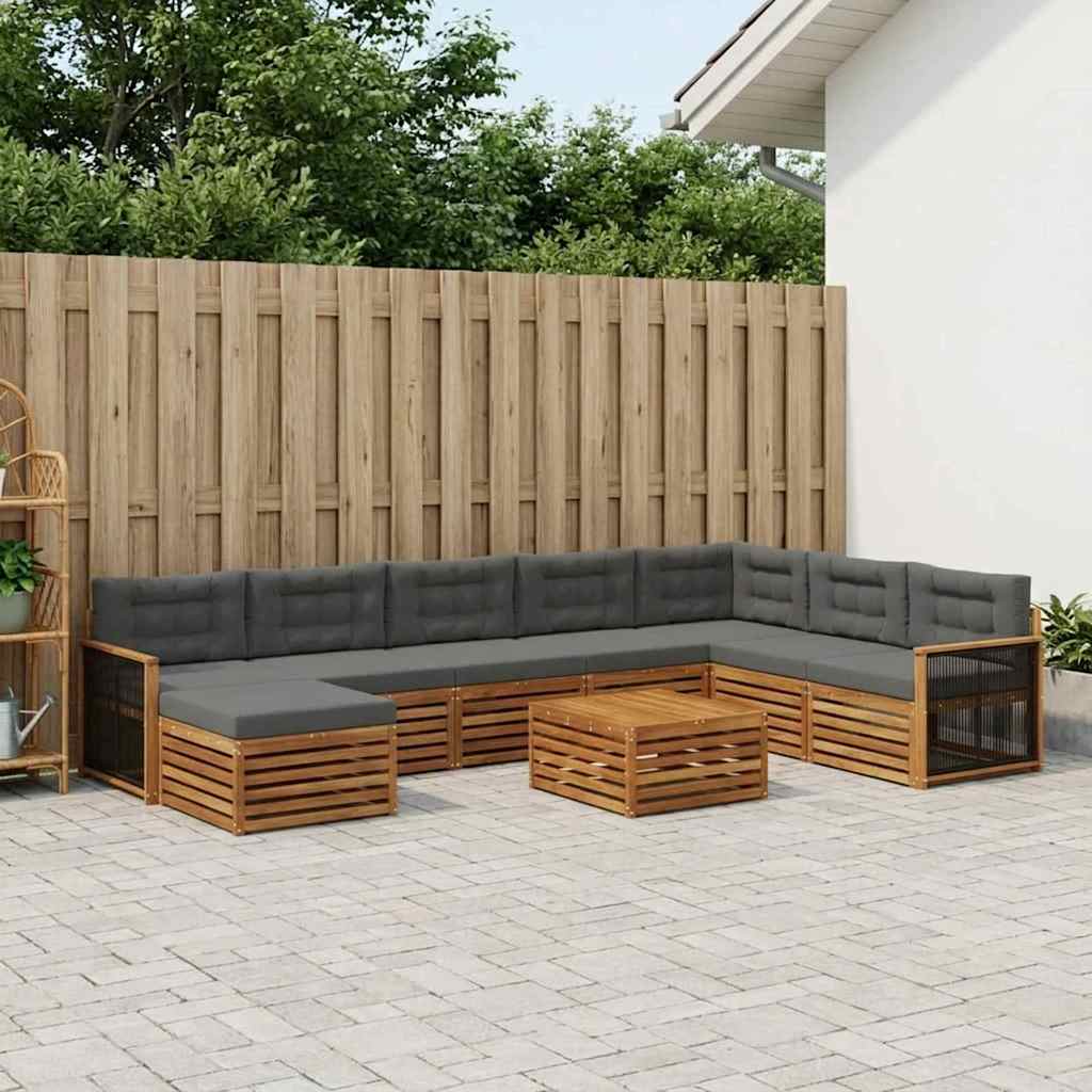 Ensemble de canapés d'extérieur 9 pcs Naturel et Anthracite - XIOS