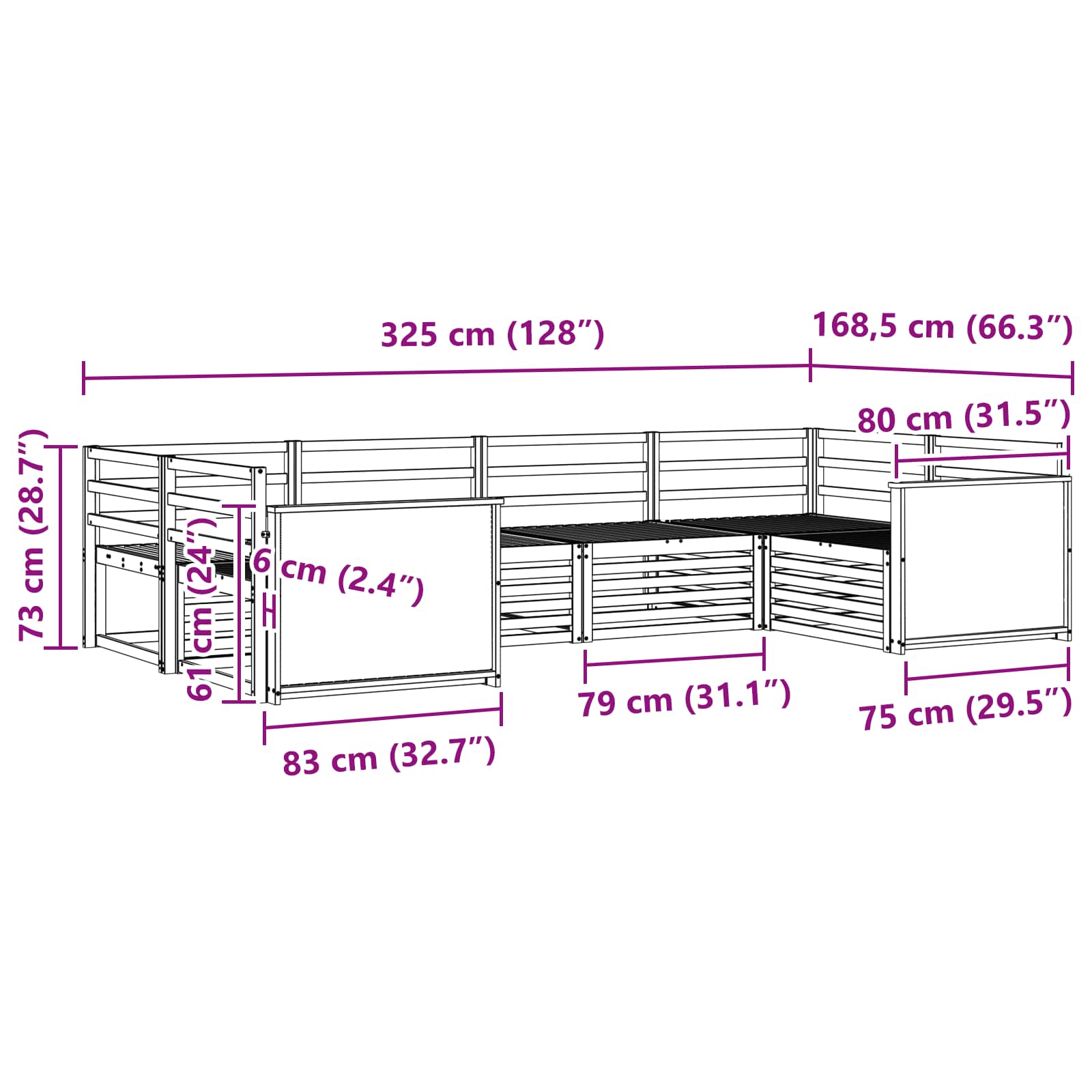 Ensemble de canapés d'extérieur 6 pcs Naturel - XIOS