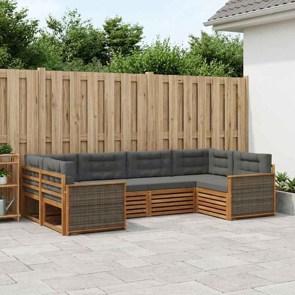 Ensemble de canapés d'extérieur 6 pcs Naturel et Anthracite - XIOS