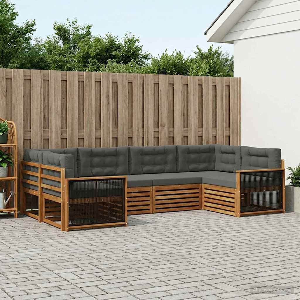 Ensemble de canapés d'extérieur 6 pcs Naturel et Anthracite - XIOS