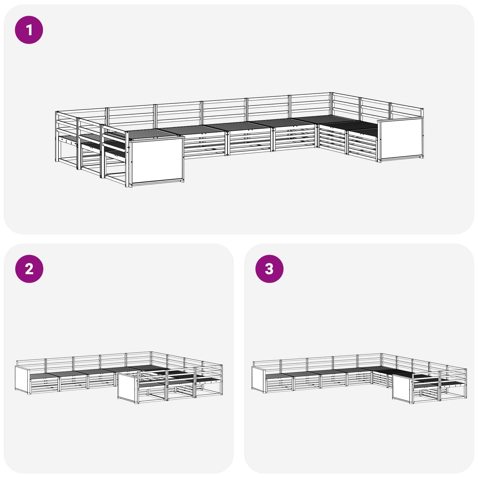 Ensembles de canapés 10 pcs Bois d'Acacia Massif - XIOS