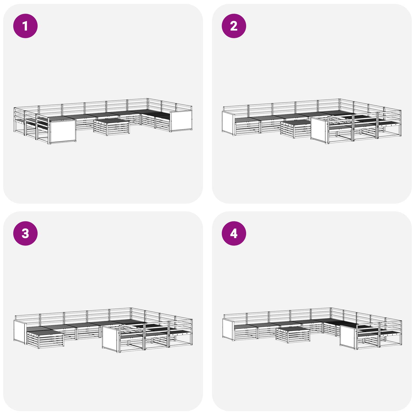 Ensembles de canapés 11 pcs Bois d'Acacia Massif - XIOS