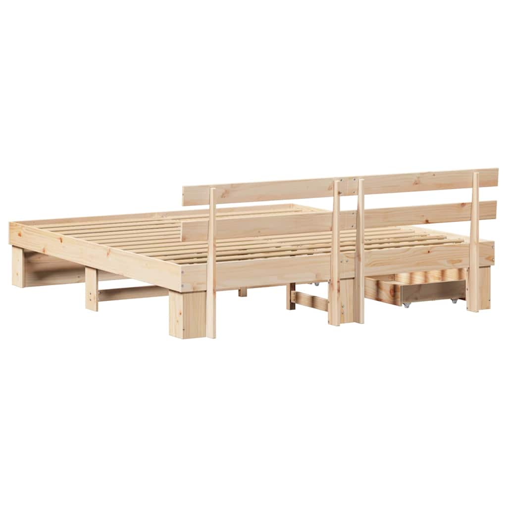 Cadre de lit avec tiroir Marron 200 x 200 cm Bois massif en pin - XIOS