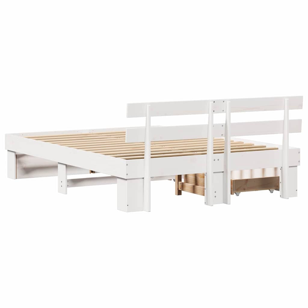 Cadre de lit avec tête de lit Blanc 150 x 200 cm Pin massif - XIOS