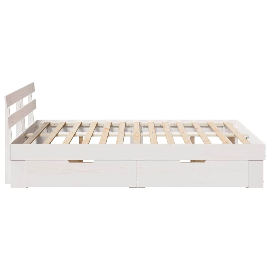 Cadre de lit avec tête de lit Blanc 150 x 200 cm Pin massif - XIOS