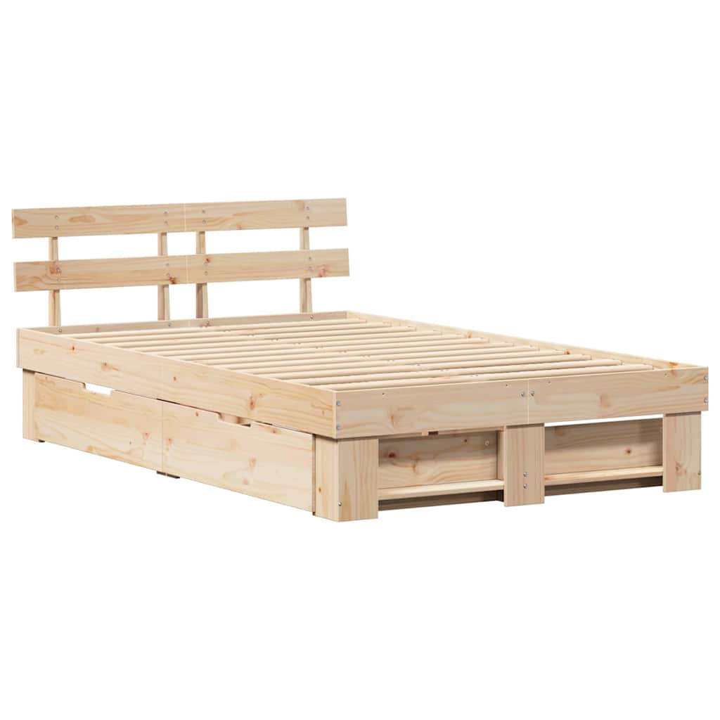 Cadre de lit avec tête de lit Marron 140 x 190 cm Pin massif - XIOS