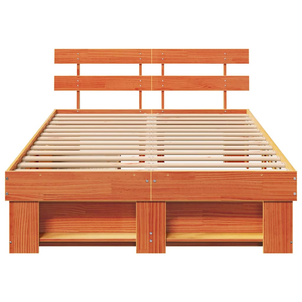 Cadre de lit avec tête de lit Brun cire 140 x 190 cm Pin massif - XIOS