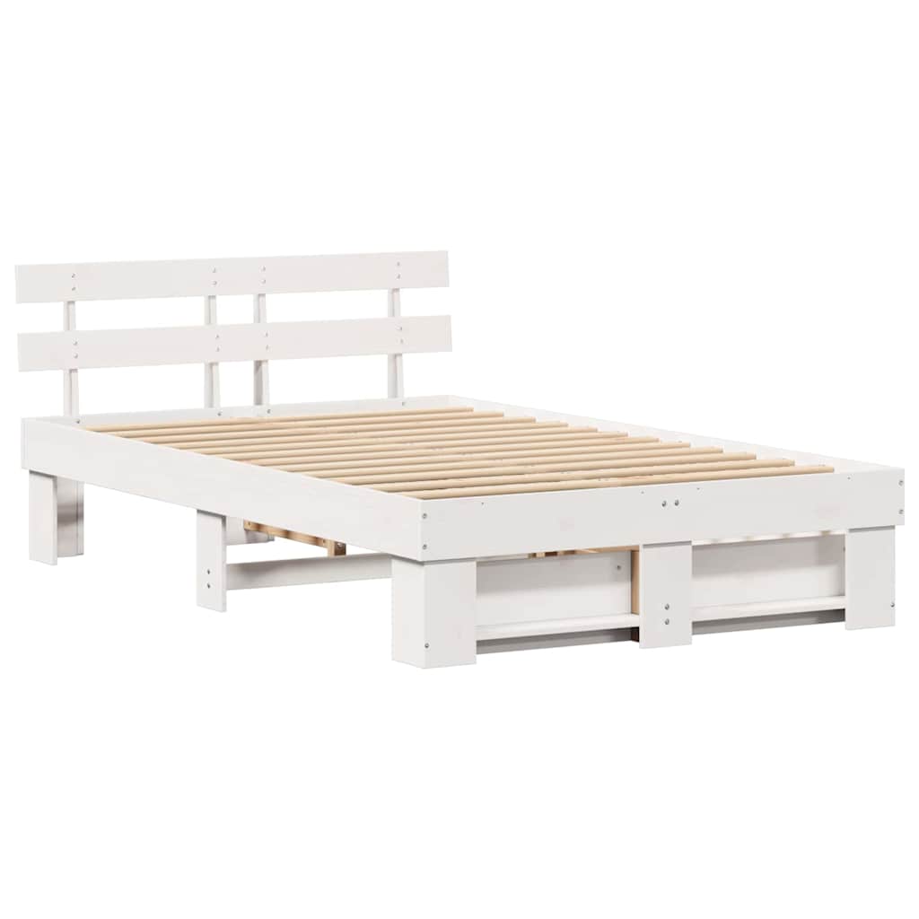 Cadre de lit avec tête de lit Blanc 135 x 190 cm Pin massif - XIOS