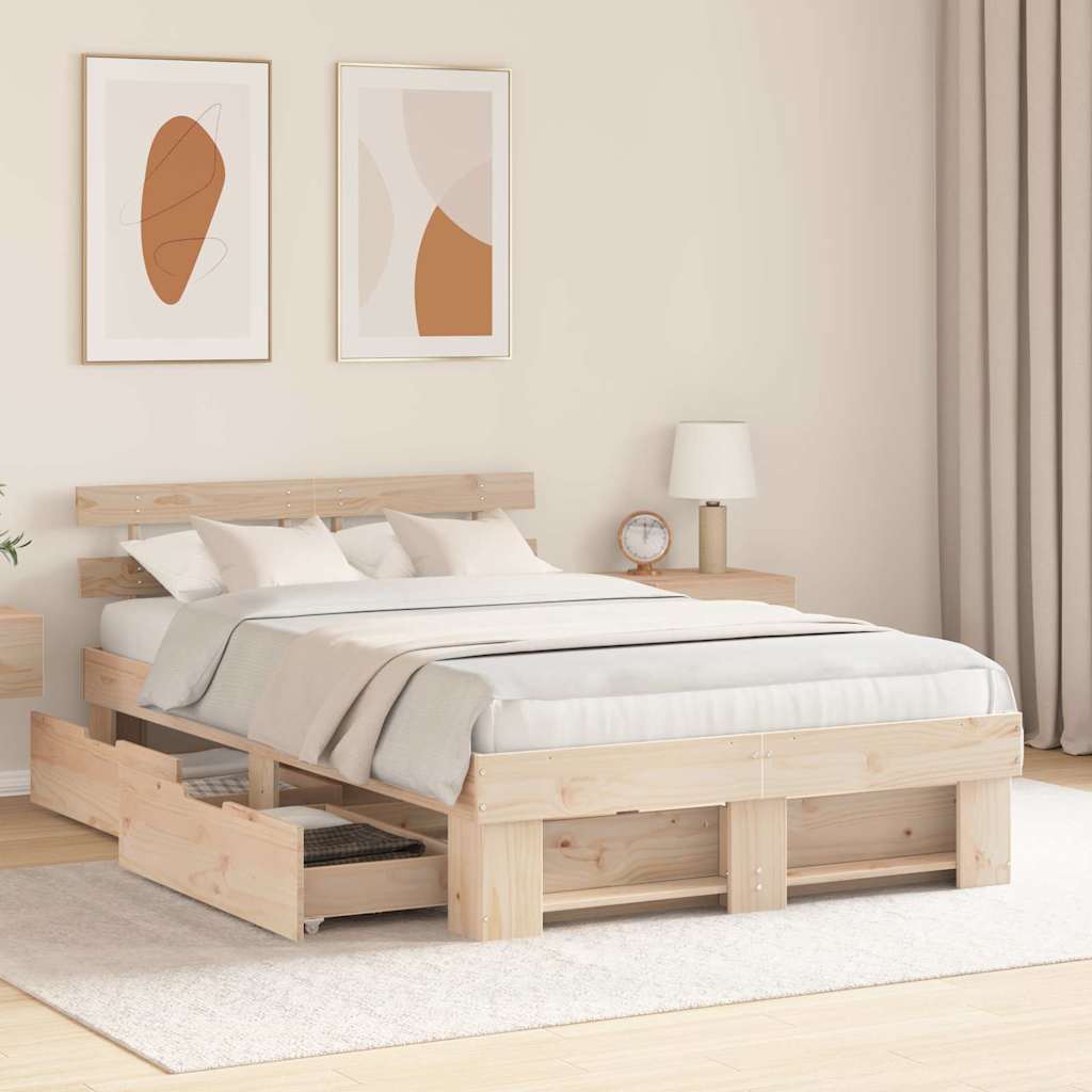 Cadre de lit avec tête de lit Marron 120 x 190 cm Pin massif - XIOS