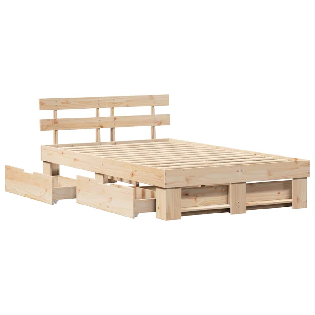 Cadre de lit avec tête de lit Marron 120 x 190 cm Pin massif - XIOS